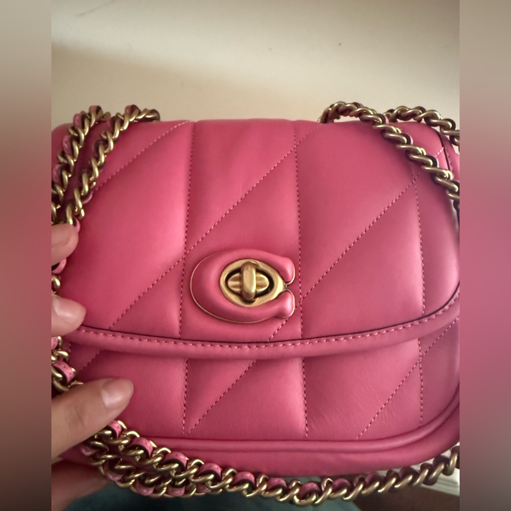 SOLD Coach Madison Quilted Pillow Pink Chain Crossbody Shoulder Bag - Picture 7 of 10